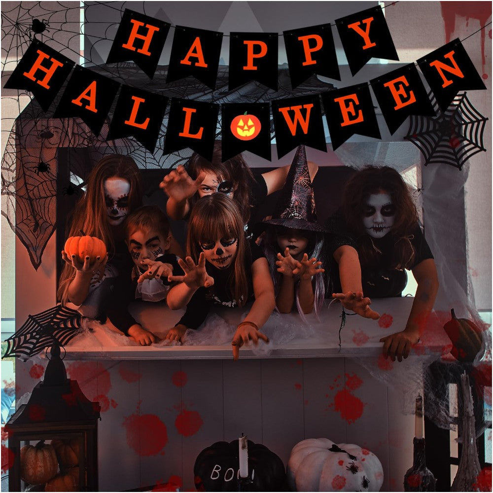 Happy Halloween Banner - Black & Orange