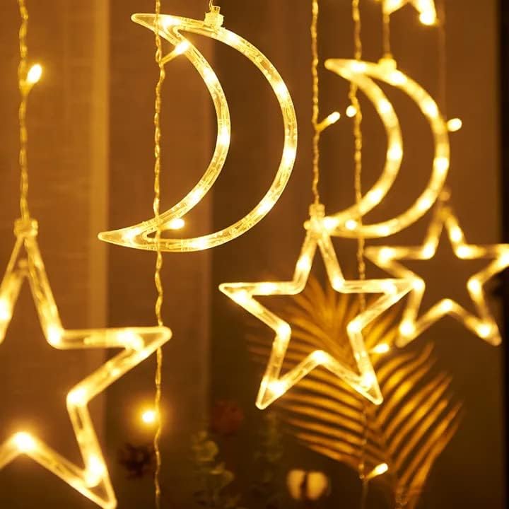 3.5 M Moon Star LED Curtain Lights Ramadan Decorations