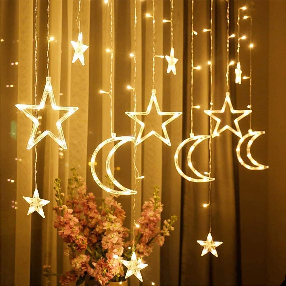 3.5 M Moon Star LED Curtain Lights Ramadan Decorations