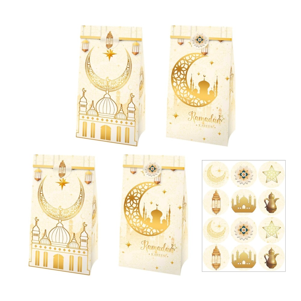 Ramadan Kareem Gift Candy Bags with Stickers - Set of 12