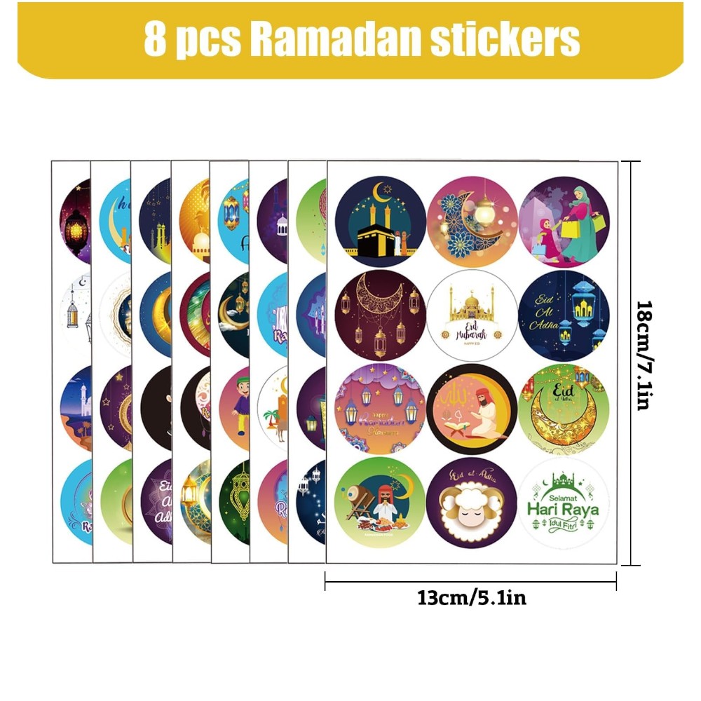 Ramadan Kareem Eid Mubarak Gift Stickers - 90 Pieces