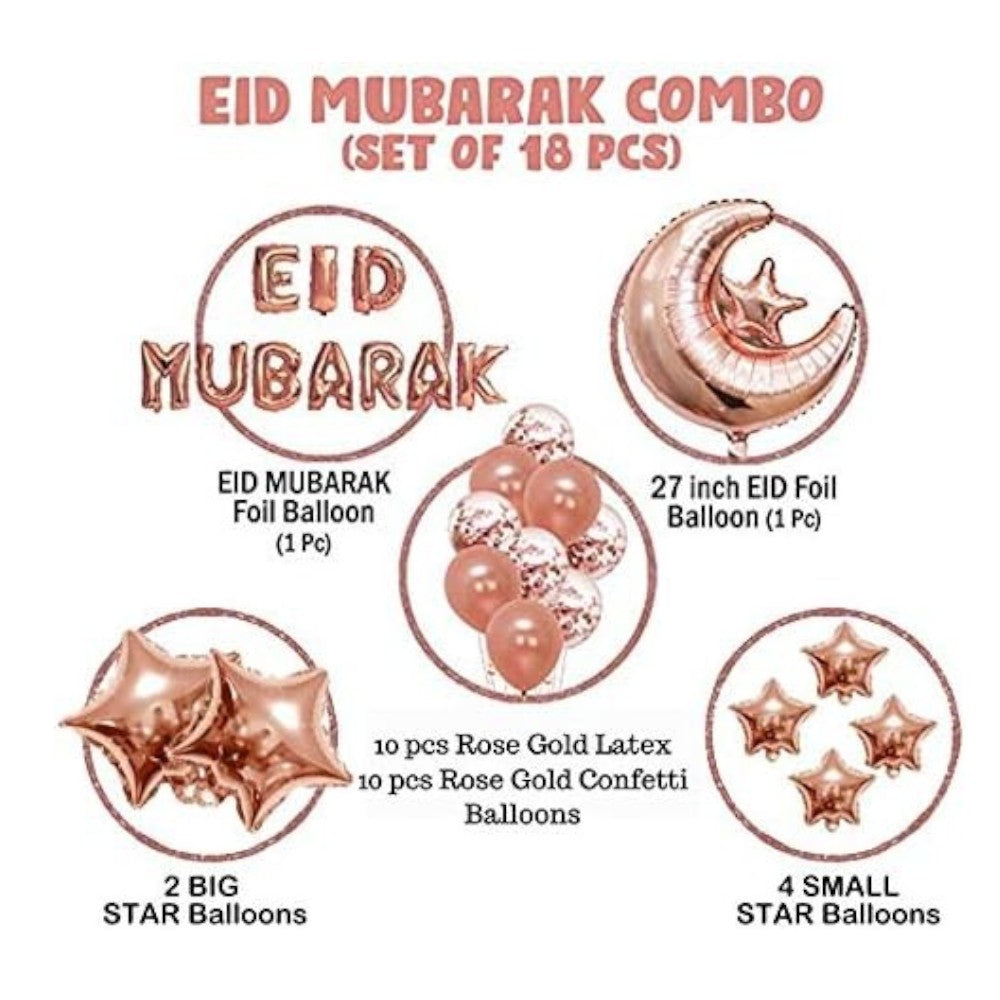 Eid Mubarak Decoration Set - Rose Gold