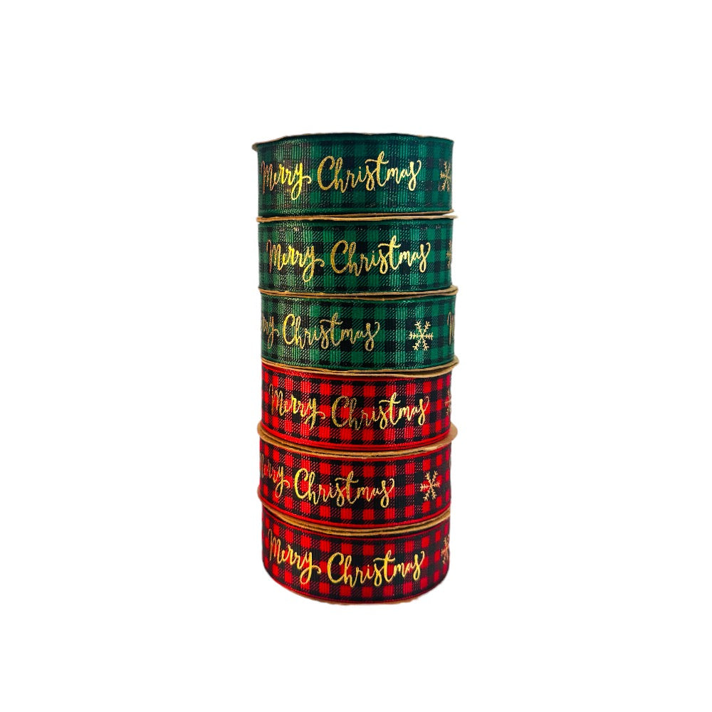 6 Piece Merry Christmas Ribbons - Red & Green