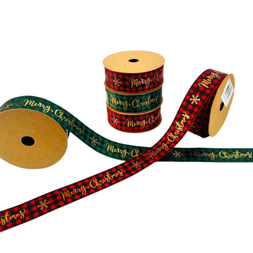 6 Piece Merry Christmas Ribbons - Red & Green