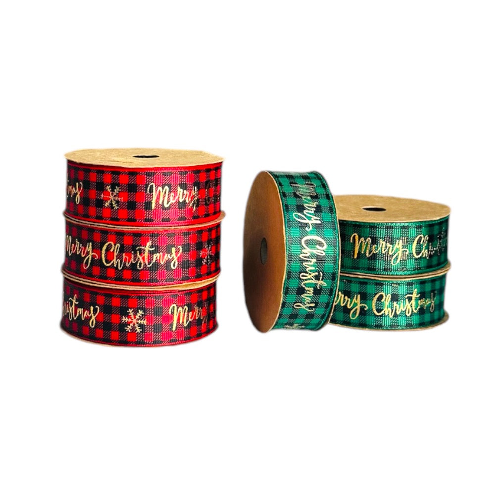 6 Piece Merry Christmas Ribbons - Red & Green