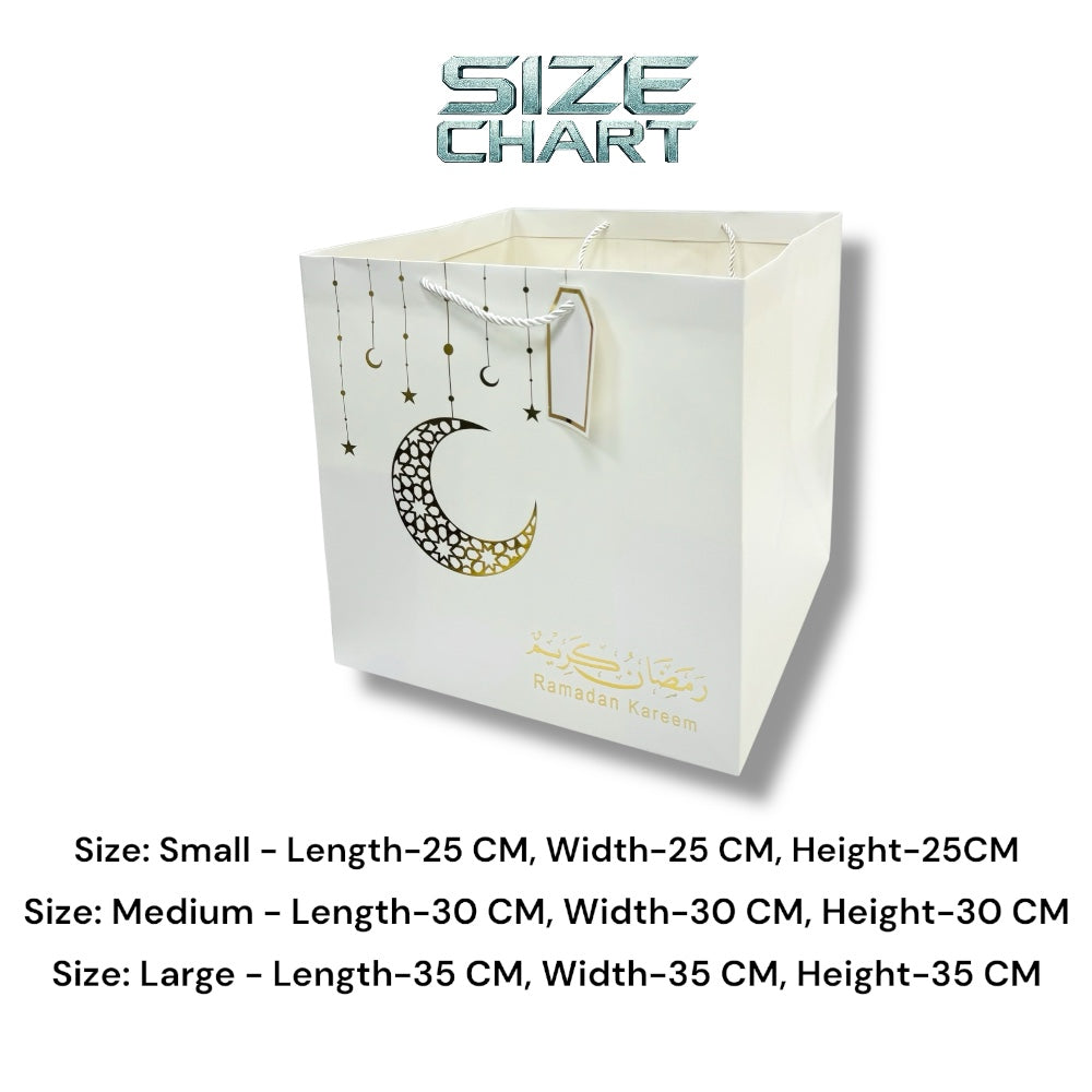 Ramadan Kareem Gift Bags - White & Gold Square