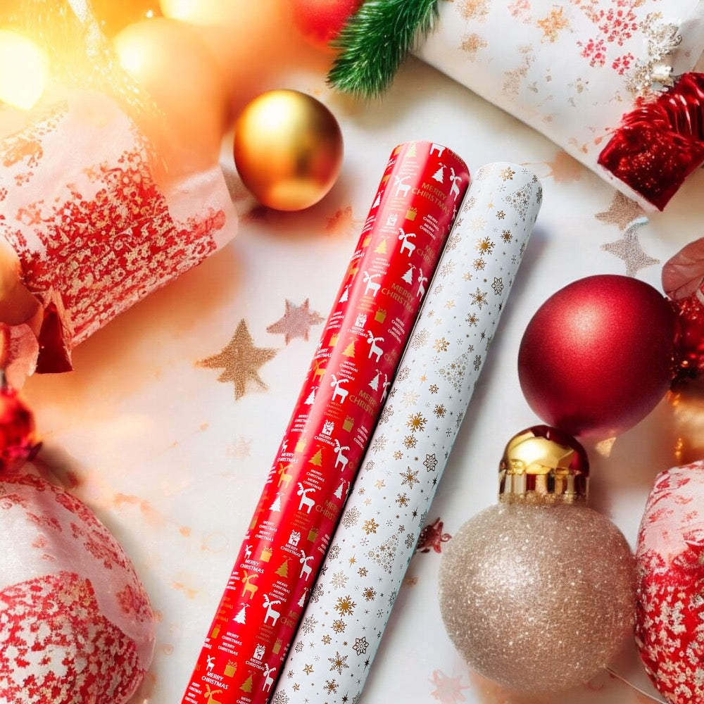 Merry Christmas Gift Wrapping Paper Rolls - 4 Piece