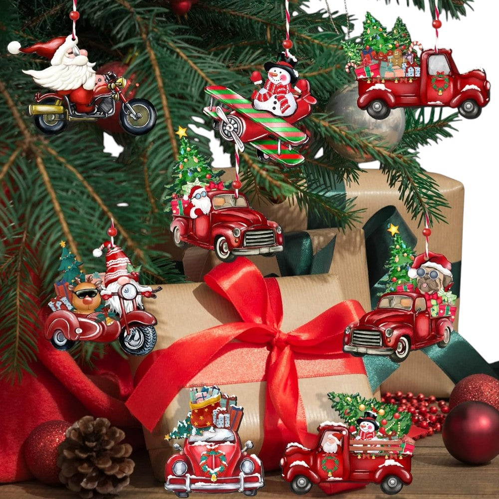 Christmas Truck Wooden Tree Ornaments - Set of 20