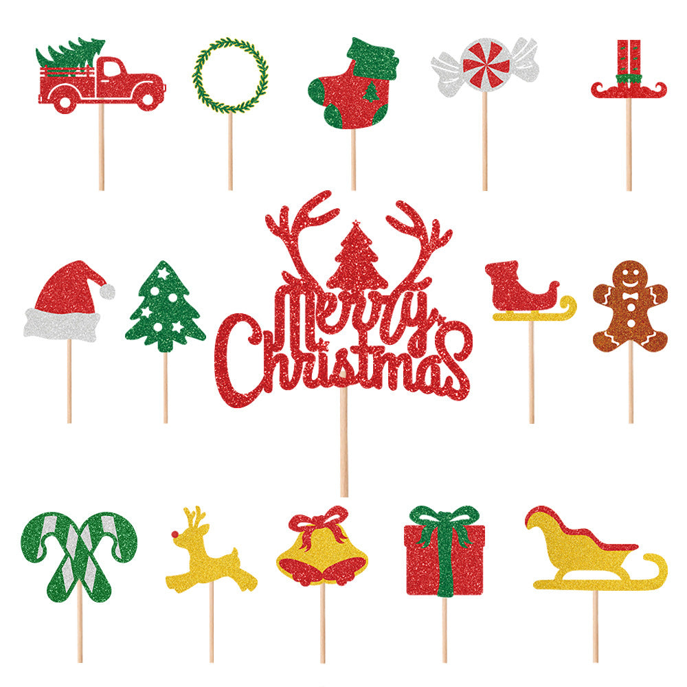Merry Christmas Cake Topper - Set of 15