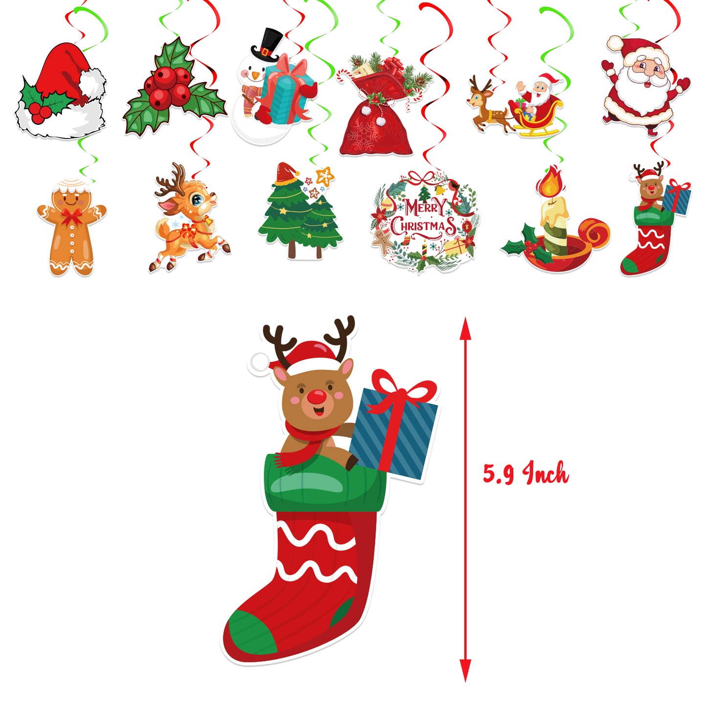 Merry Christmas Swirls Hanging Decorations
