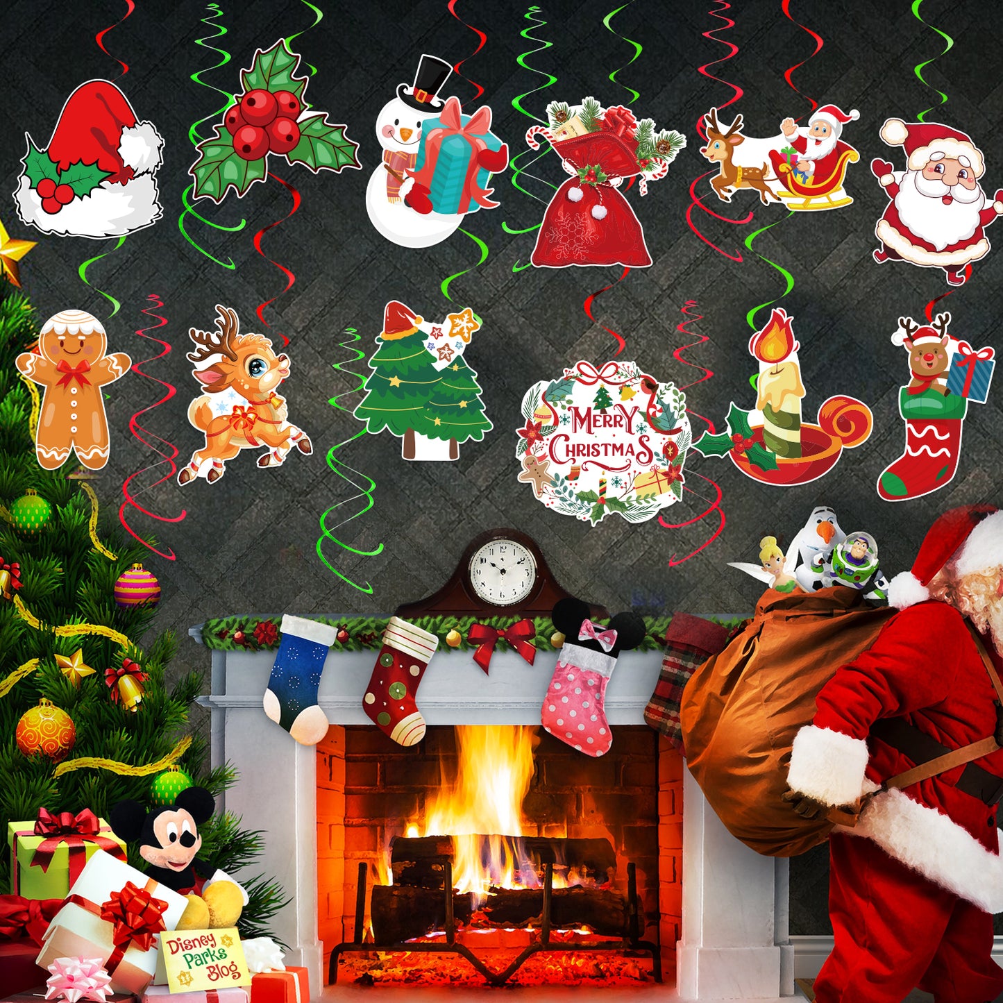 Merry Christmas Swirls Hanging Decorations