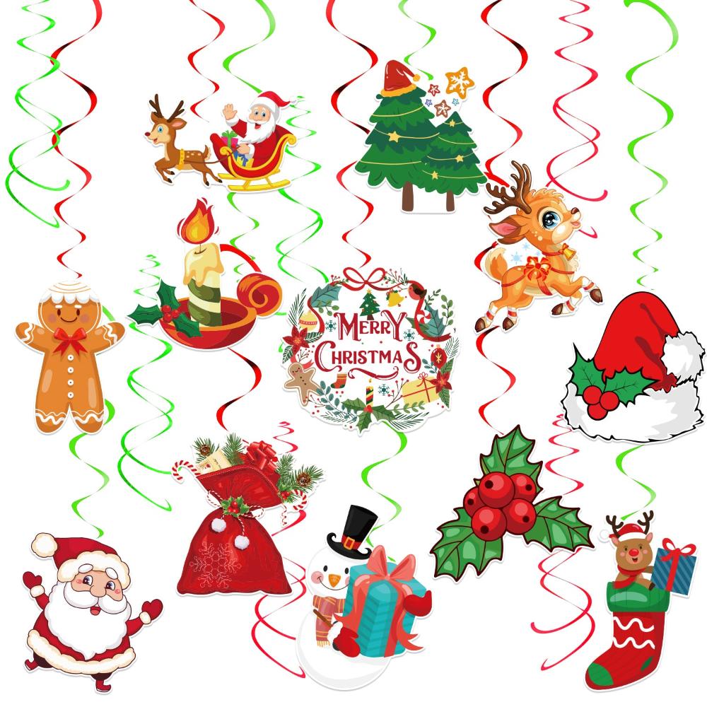 Merry Christmas Swirls Hanging Decorations