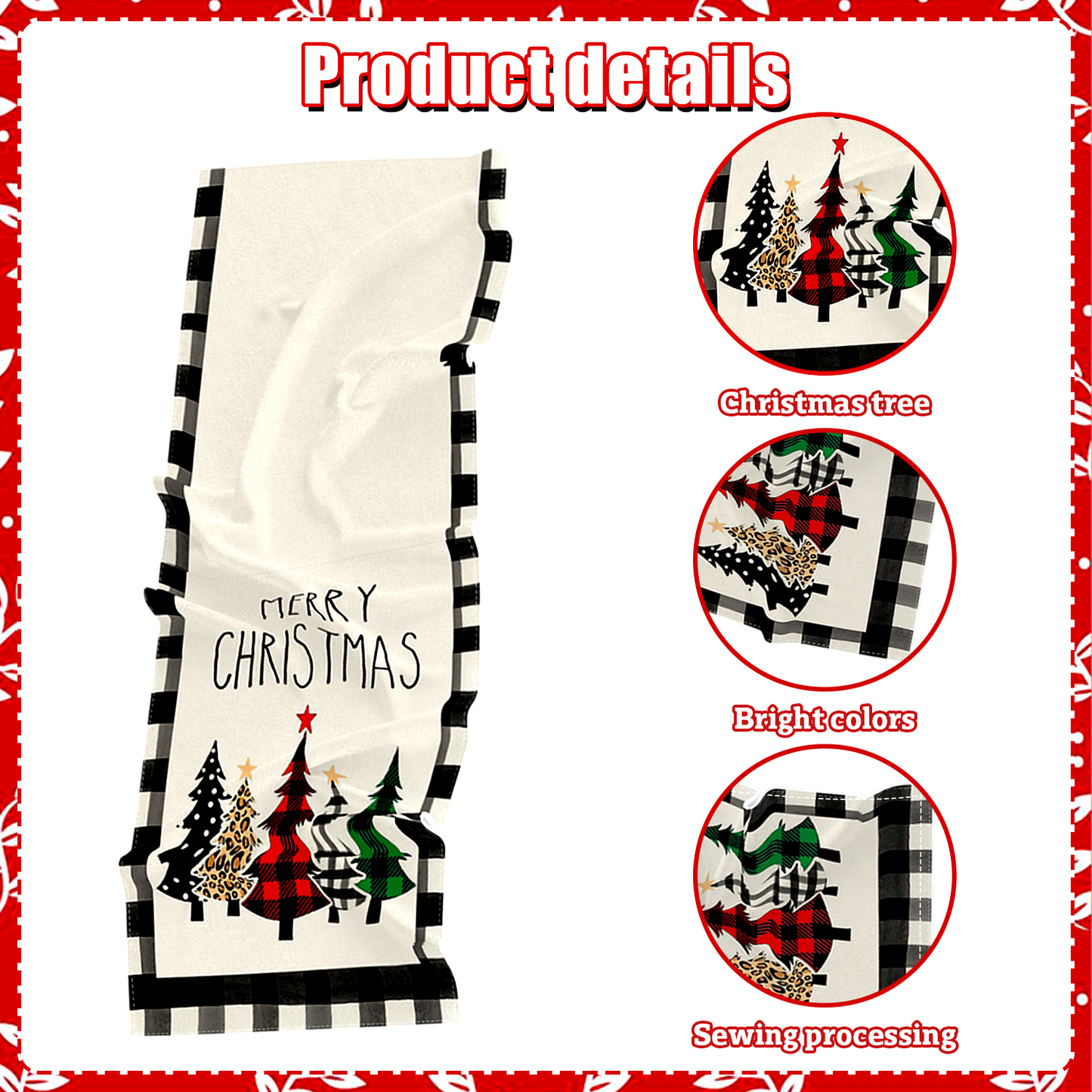 Merry Christmas Table Runner - 13x70 Inches