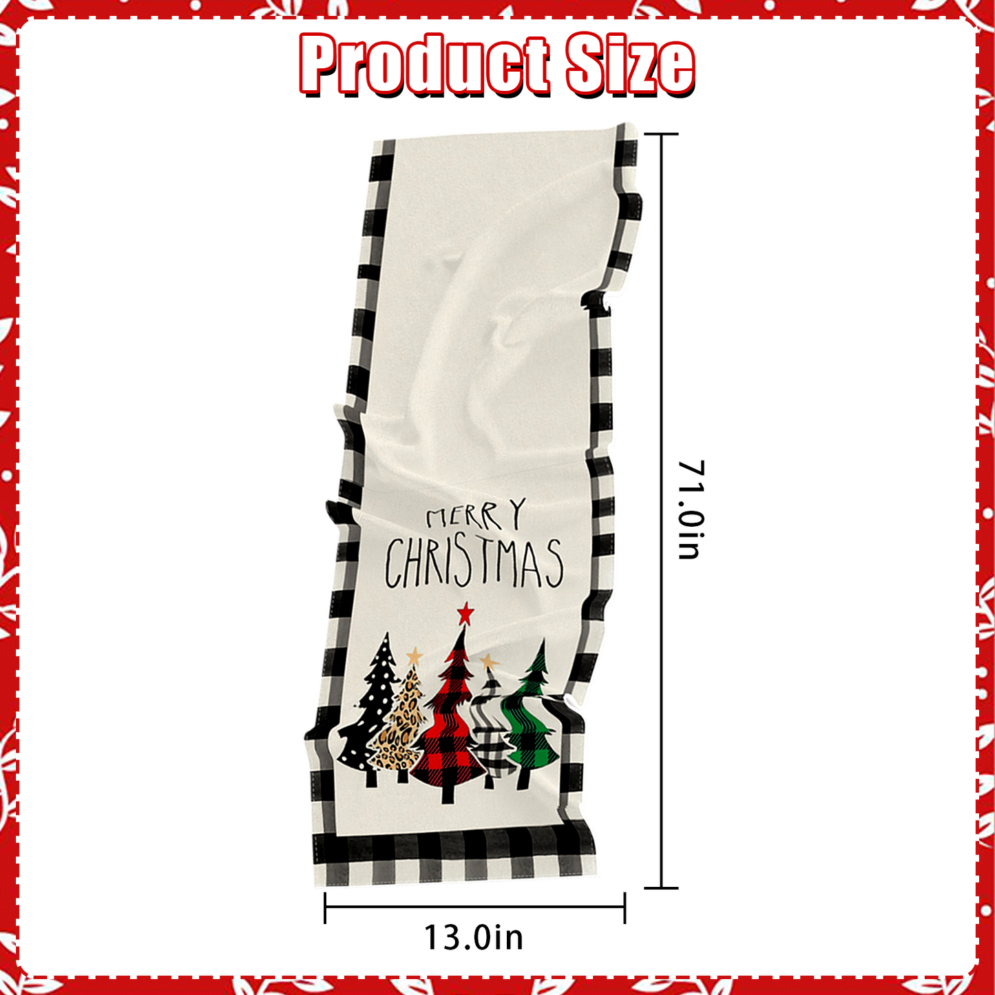 Merry Christmas Table Runner - 13x70 Inches