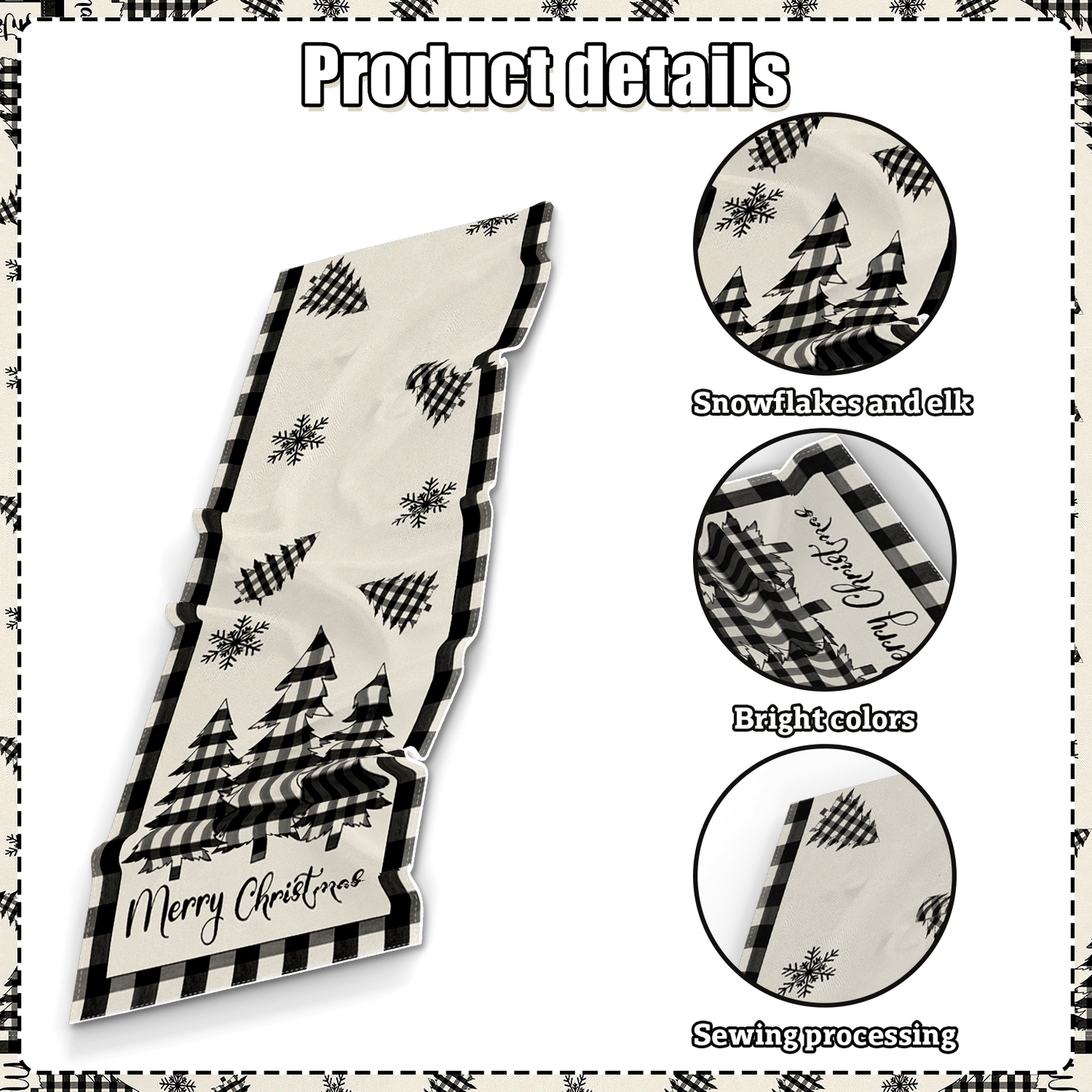 Merry Christmas Table Runner - 13x70 Inches