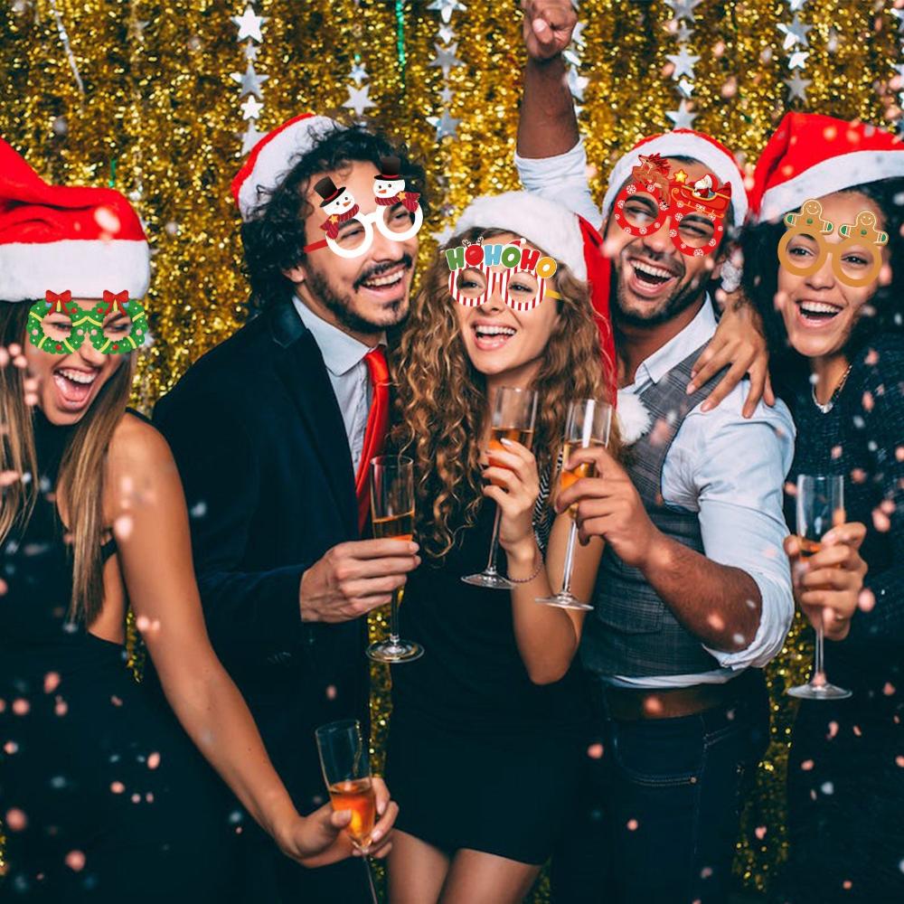 Christmas Paper Glasses Photo-booth Props - 12 Piece