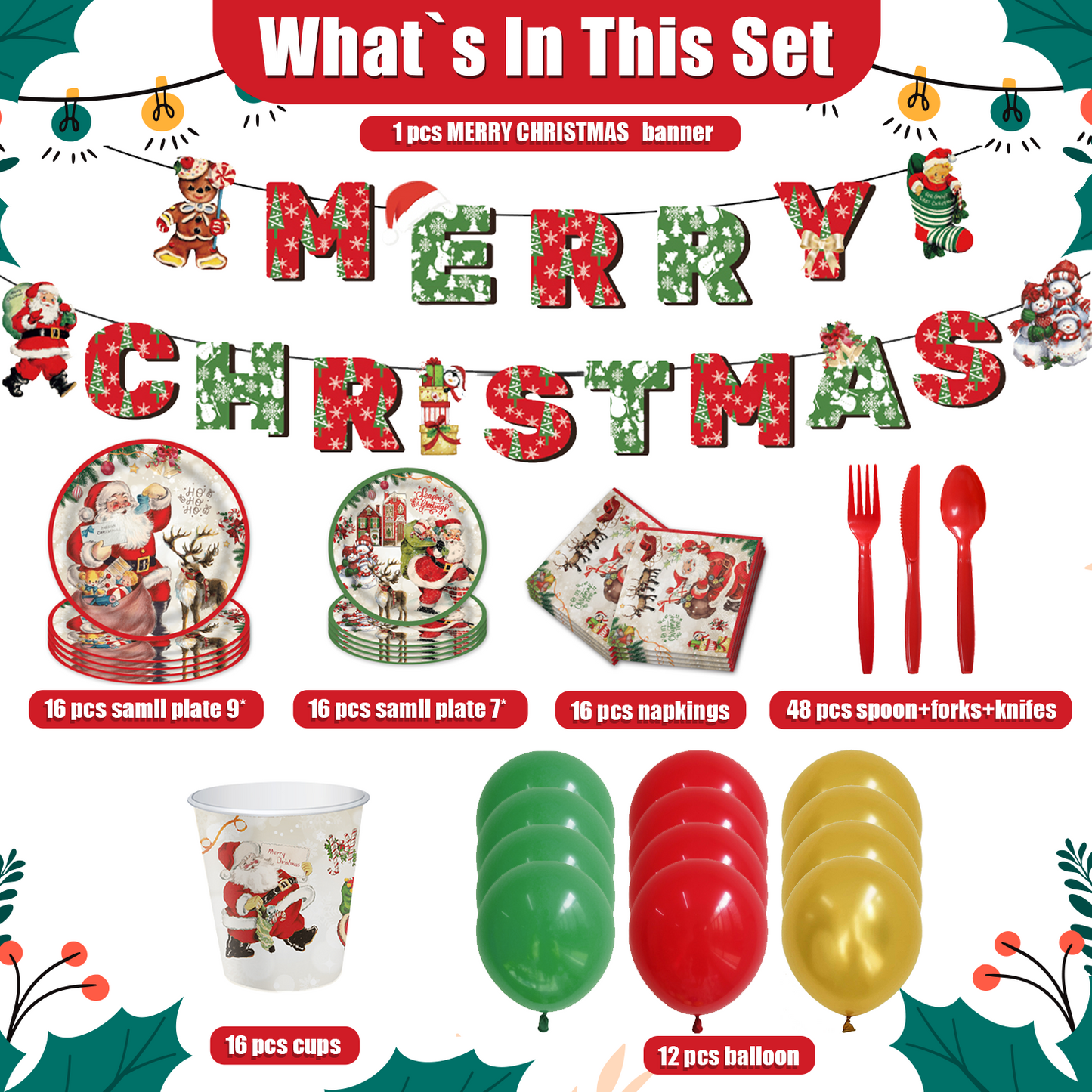 Christmas Theme Disposable Tableware Set