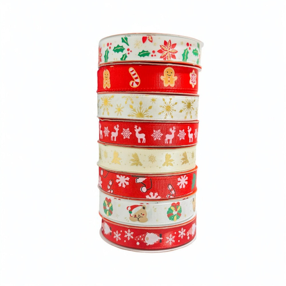 8 Piece Festive Merry Christmas Ribbons