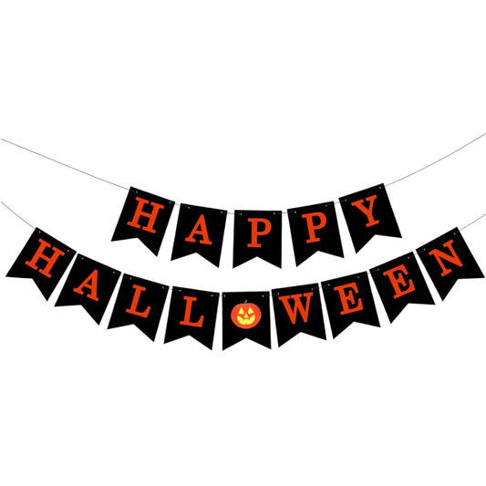 Happy Halloween Banner - Black & Orange