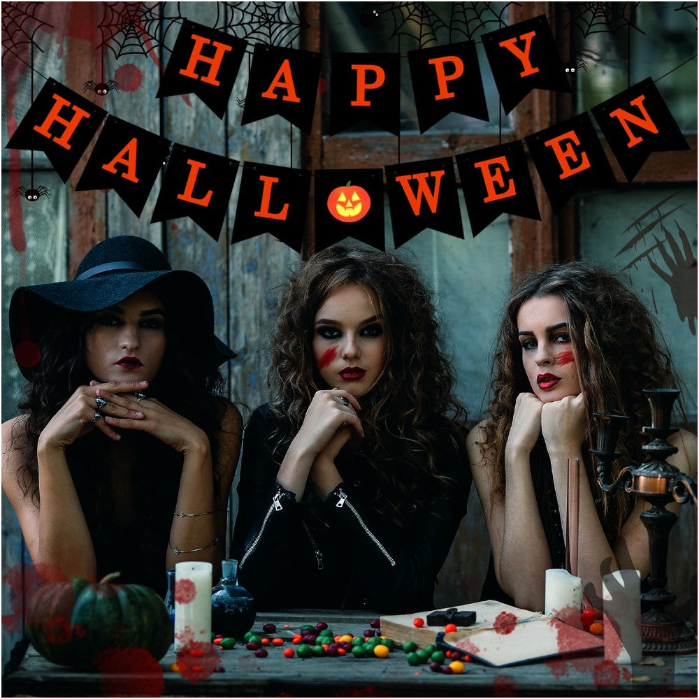 Happy Halloween Banner - Black & Orange