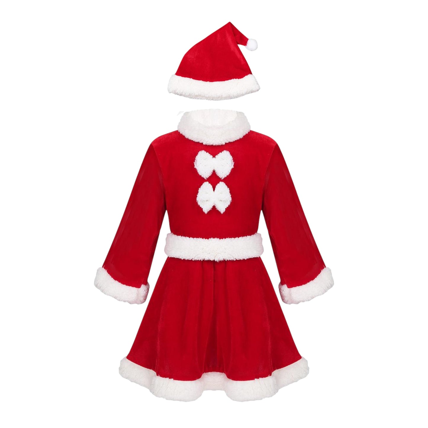 Santa Claus Costume with Hat for Baby Girls 1-4 Years