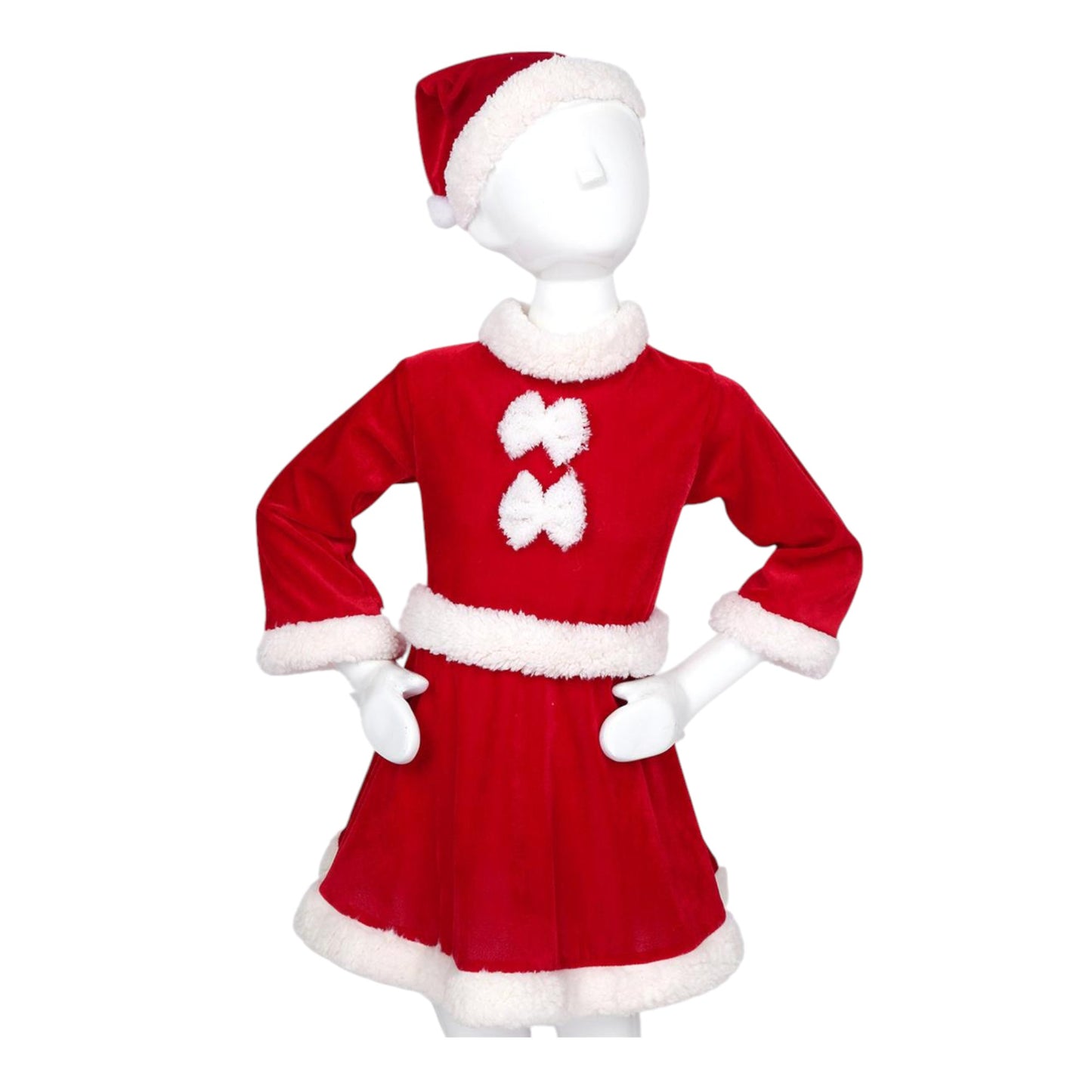 Santa Claus Costume with Hat for Baby Girls 1-4 Years