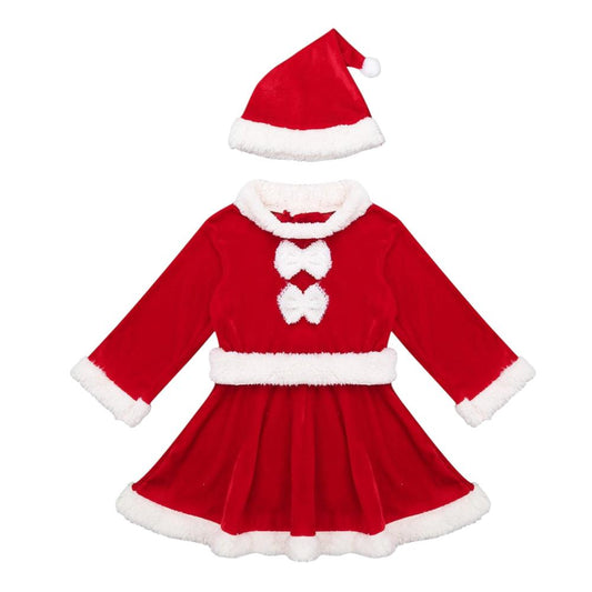 Santa Claus Costume with Hat for Baby Girls 1-4 Years