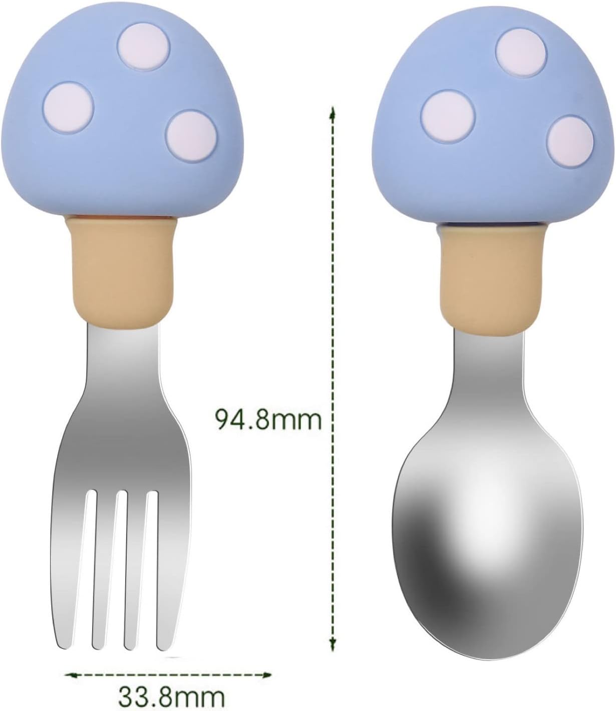 Mushroom Theme Children's Cutlery Set - Blue