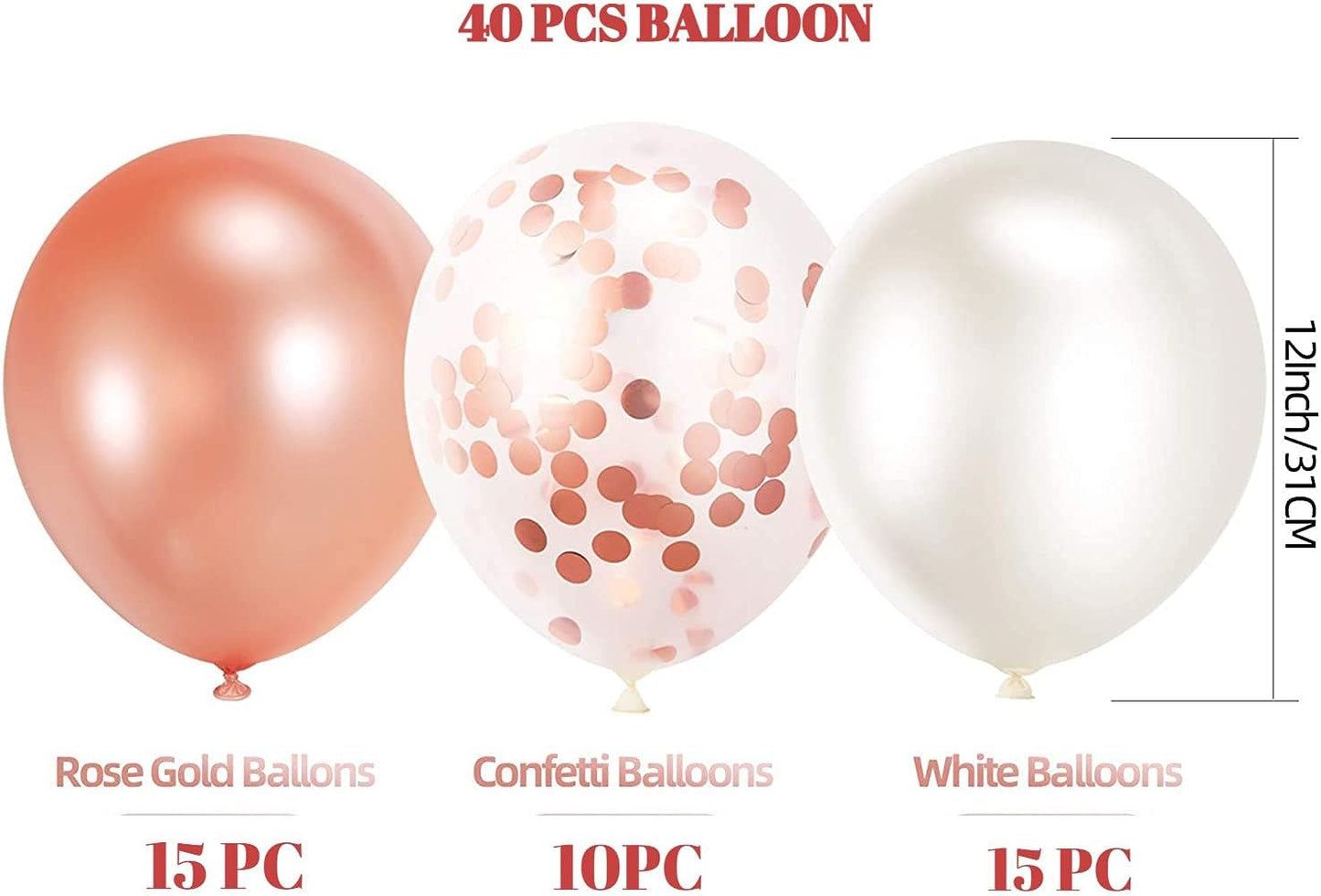 Rose Gold White Confetti Balloons