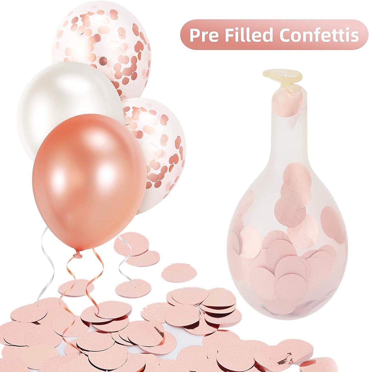 Rose Gold White Confetti Balloons