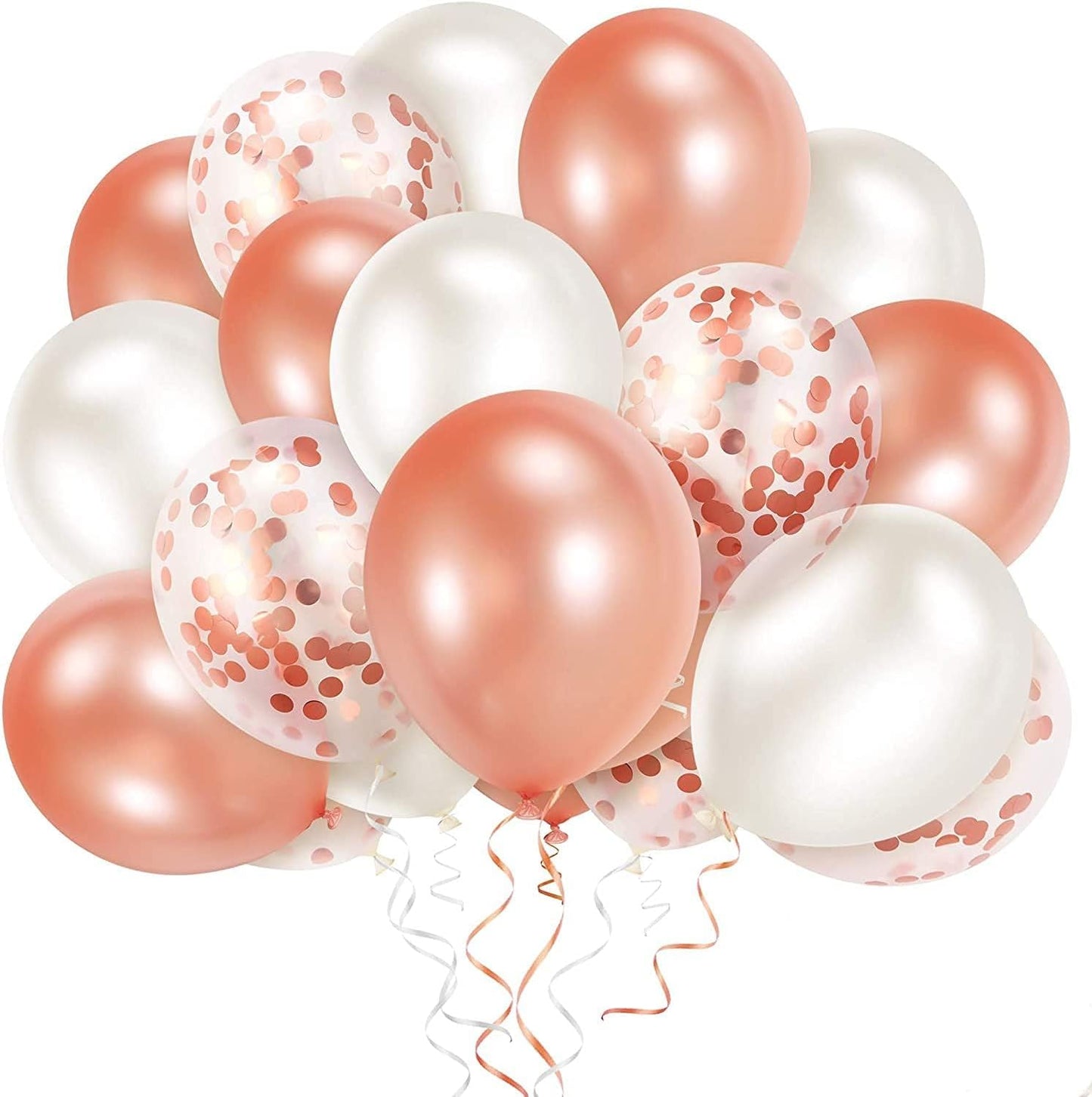 Rose Gold White Confetti Balloons