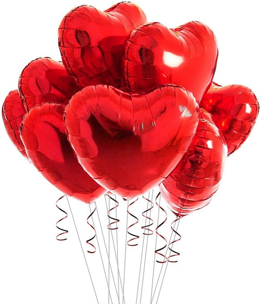 Heart Shape Foil Balloons, Set of 10