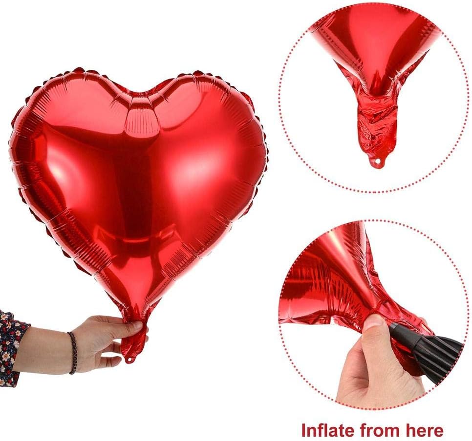 Heart Shape Foil Balloons, Set of 10
