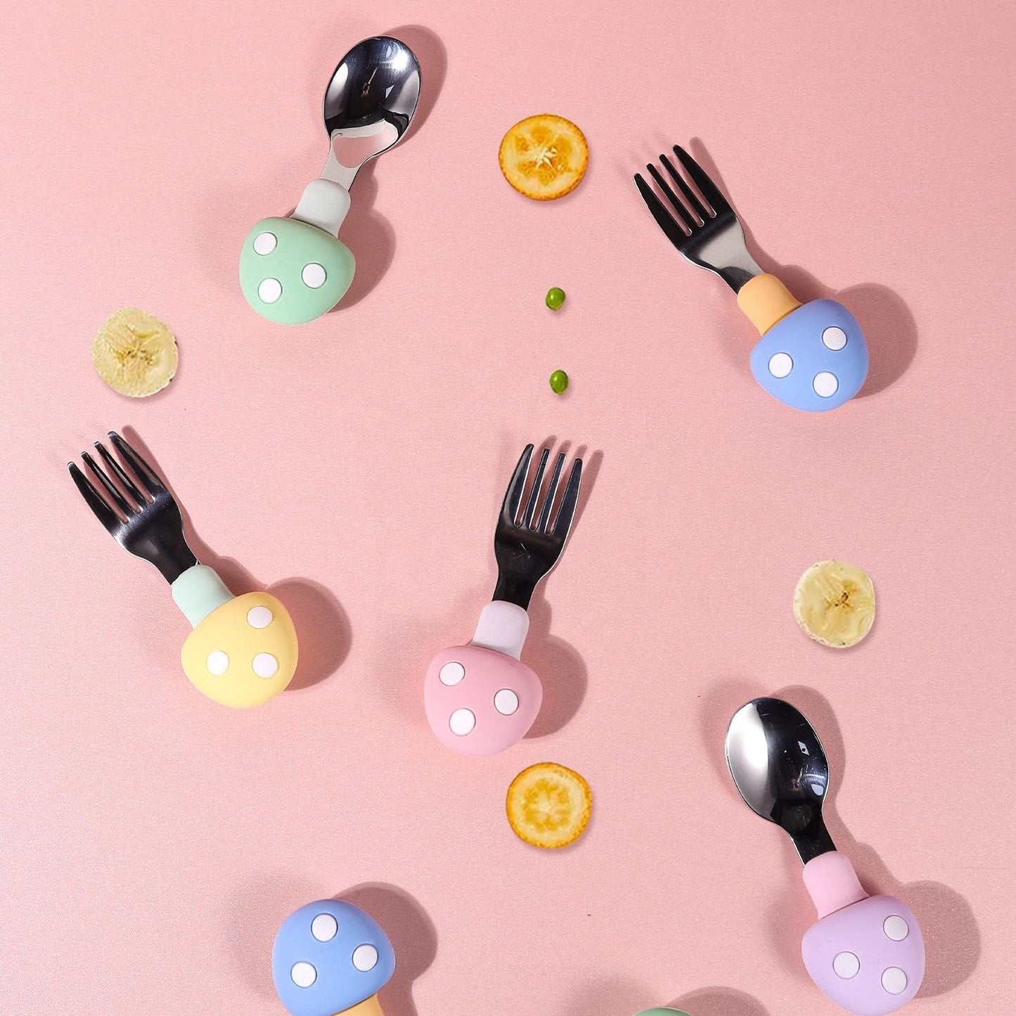Mushroom Theme Children's Cutlery Set - Pink