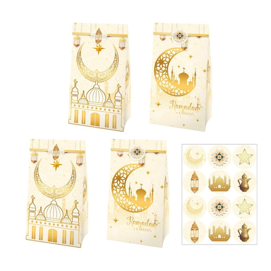 Ramadan Kareem Gift Candy Bags with Stickers - Set of 12