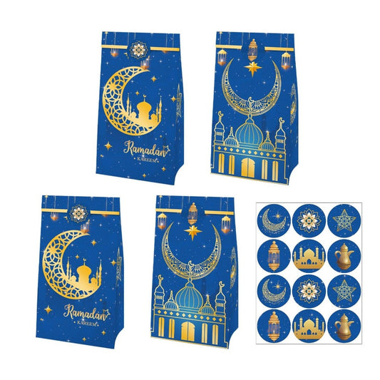 Ramadan Kareem Gift Candy Bags with Stickers - Set of 12