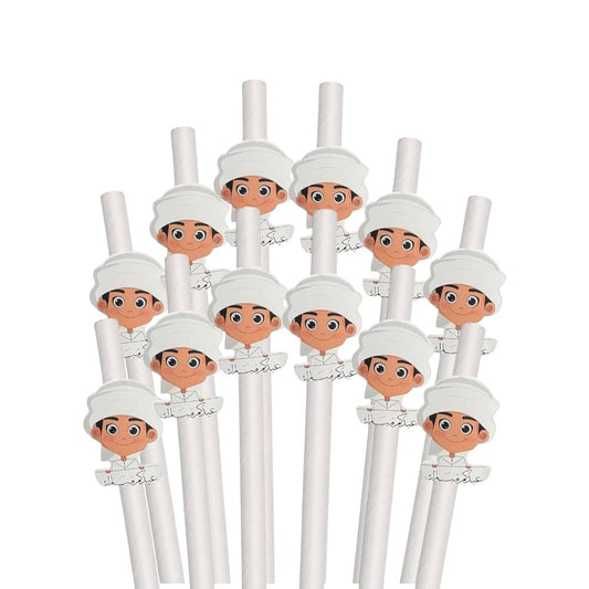 Eid Mubarak Paper Straws for Kids - Boy Theme - Set of 12