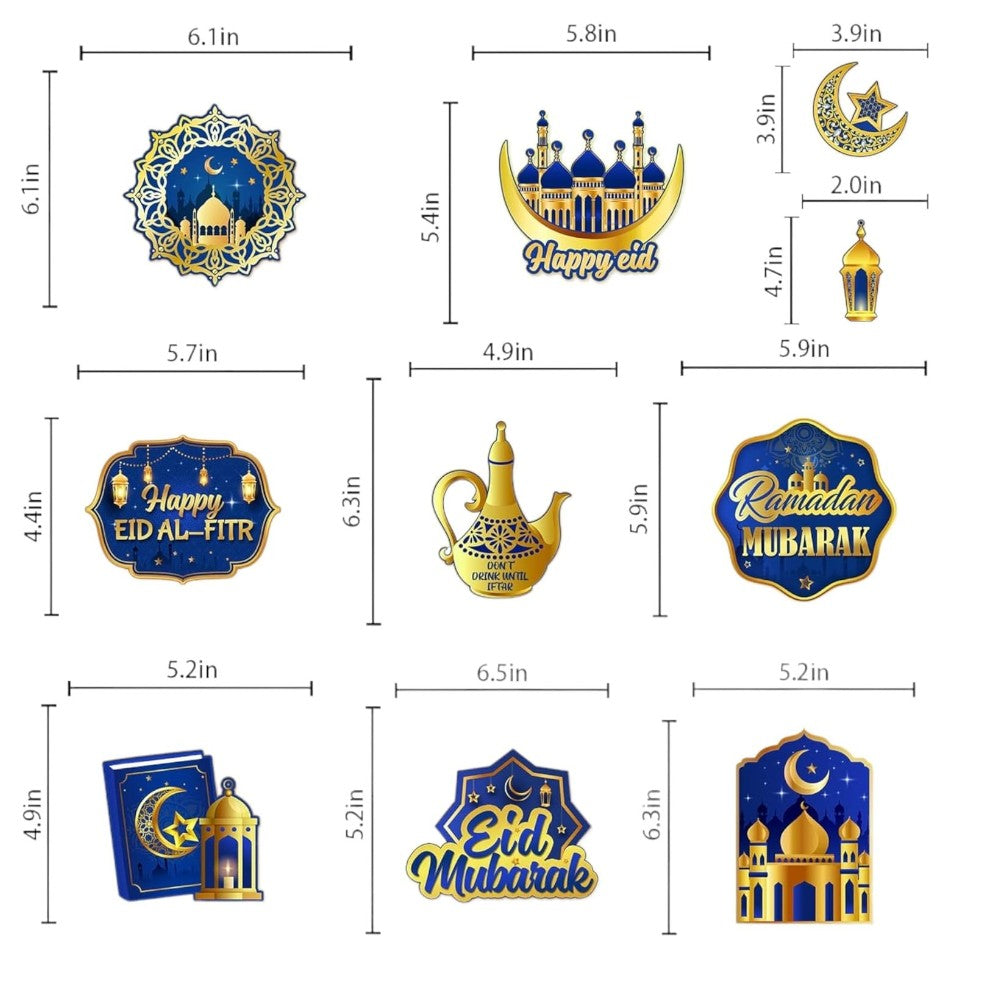 Ramadan Kareem Eid Mubarak Hanging Swirls Decorations - 20 Piece
