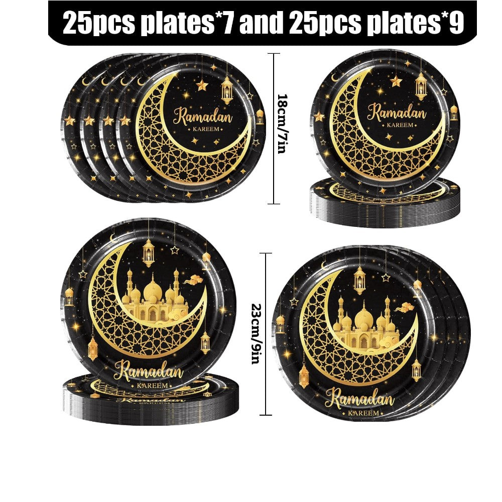 Ramadan Kareem Disposable Paper Plates - Set of 50