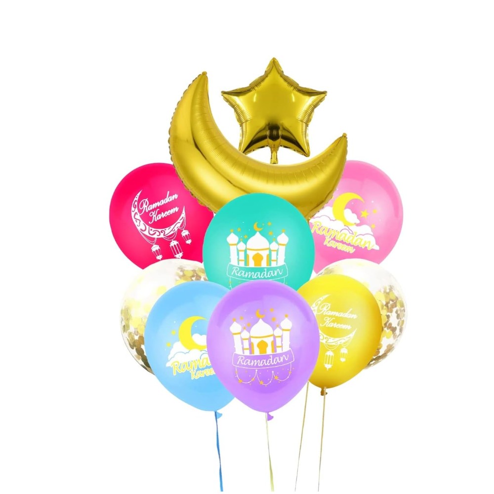 Ramadan Kareem Balloons - Multicolour - Set of 10