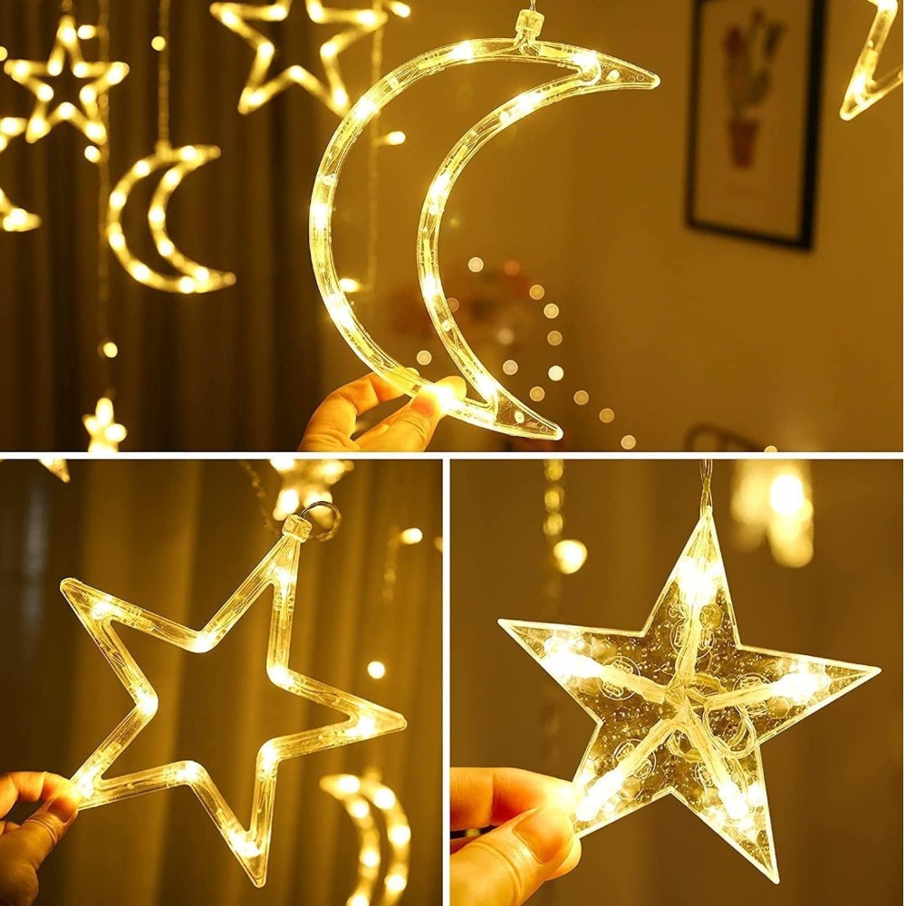 3.5 M Moon Star LED Curtain Lights Ramadan Decorations