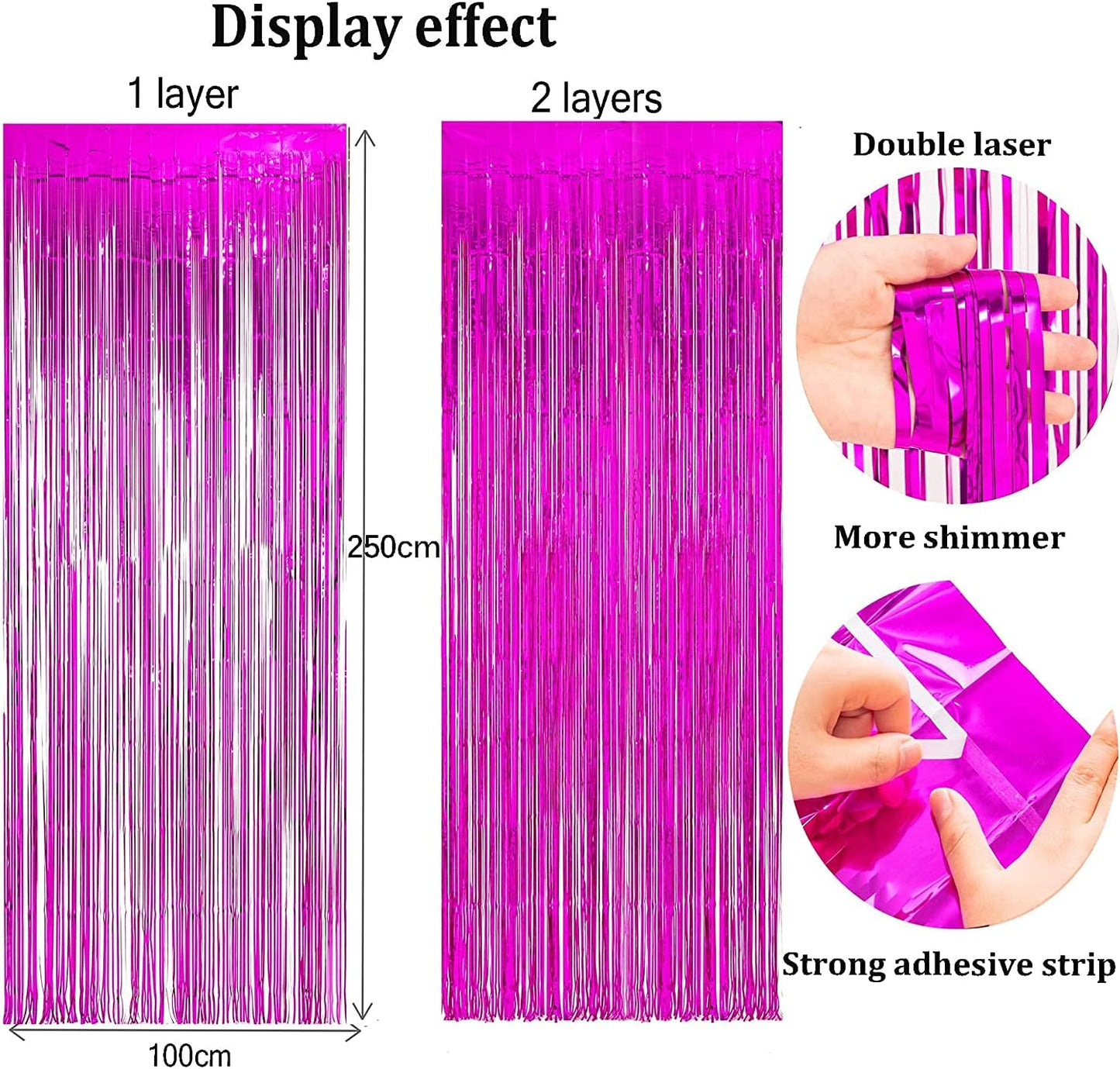 Foil Fringe Curtain - Pink