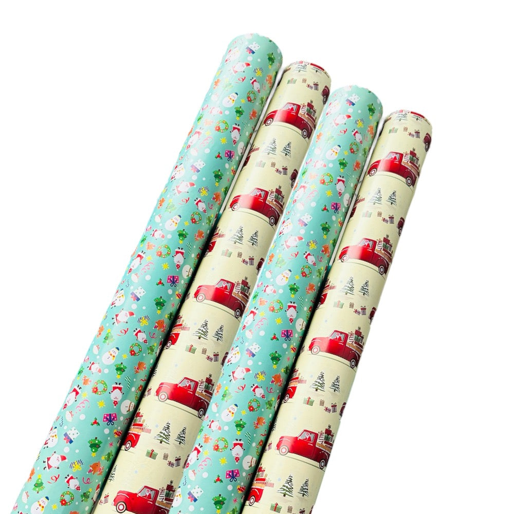 Christmas Gift Wrapping Paper Rolls - 4 Piece
