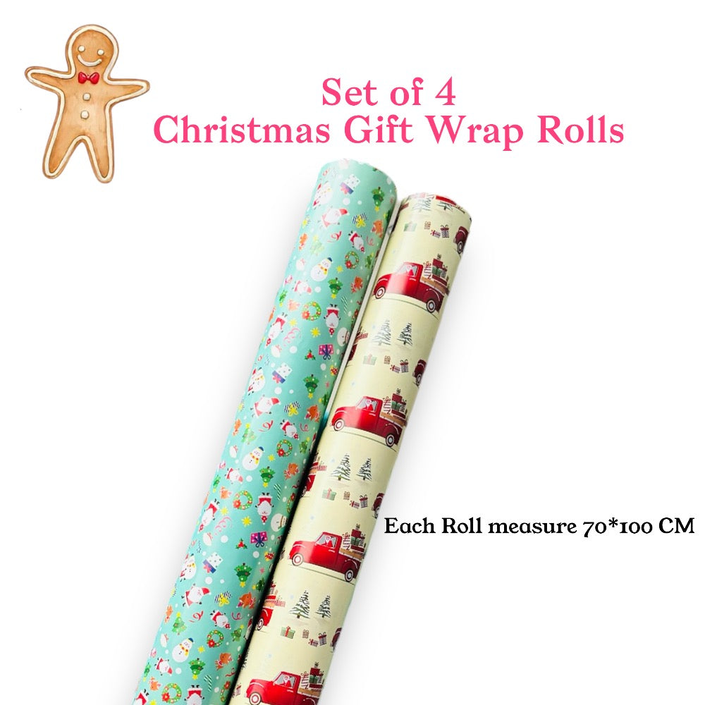 Christmas Gift Wrapping Paper Rolls - 4 Piece
