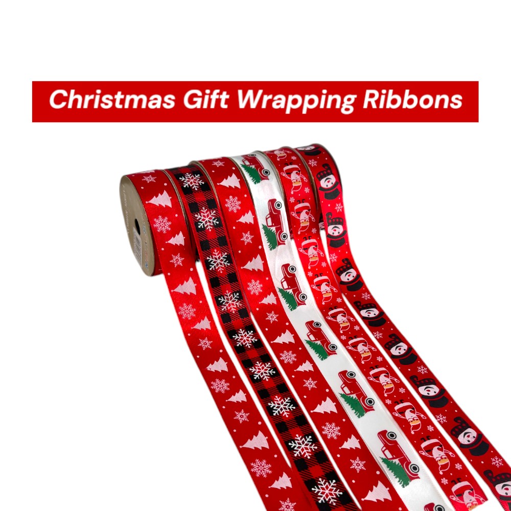 6 Piece Christmas Ribbons for Gift Wrapping