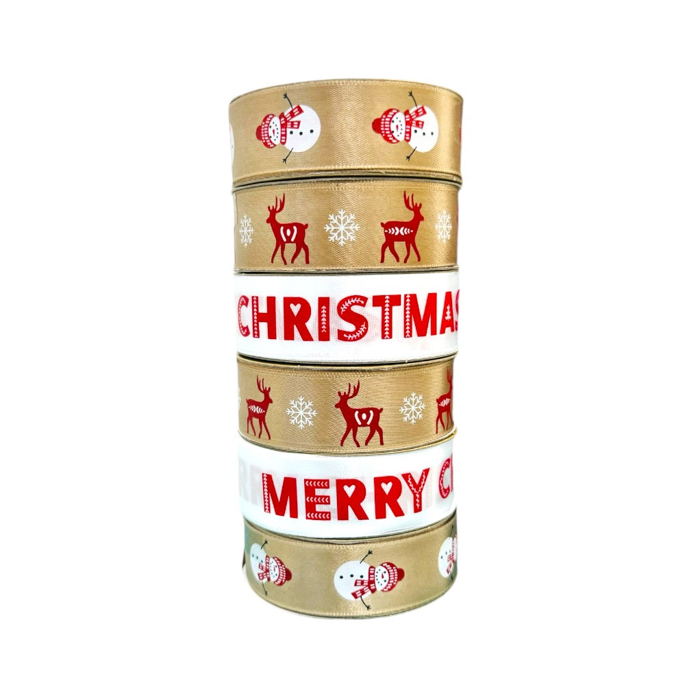 6 Piece Festive Merry Christmas Ribbons