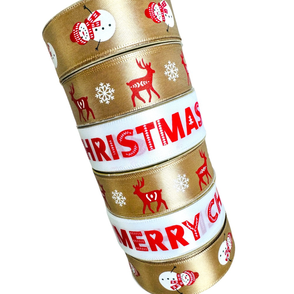 6 Piece Festive Merry Christmas Ribbons