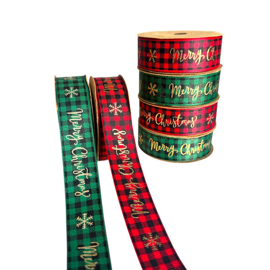 6 Piece Merry Christmas Ribbons - Red & Green