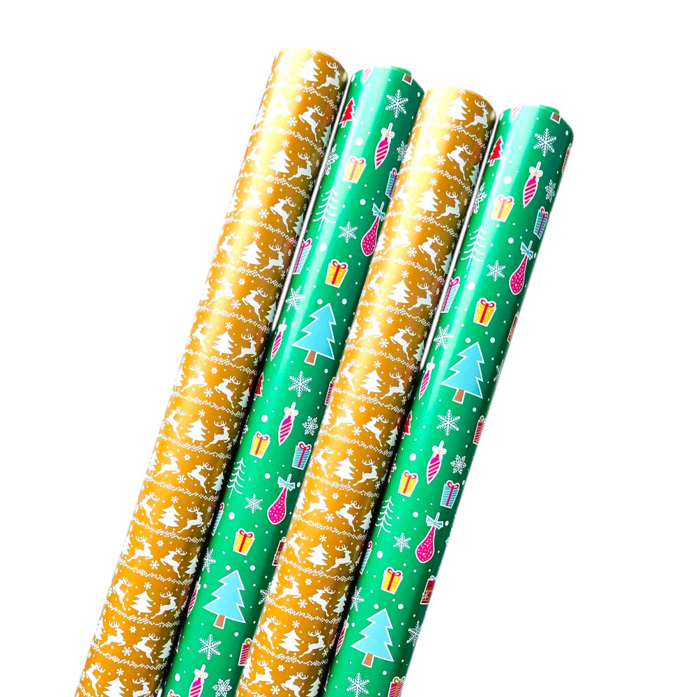 Christmas Gift Wrapping Paper Rolls - 4 Piece