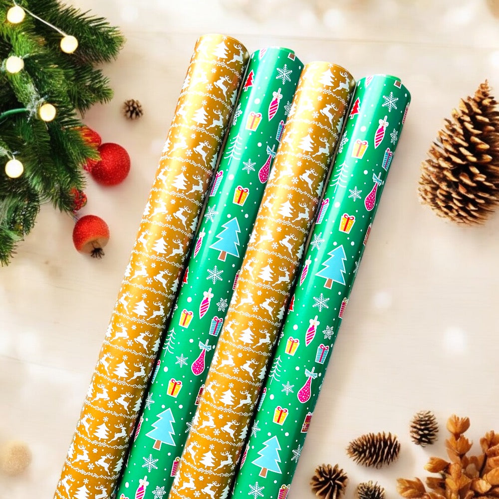 Christmas Gift Wrapping Paper Rolls - 4 Piece